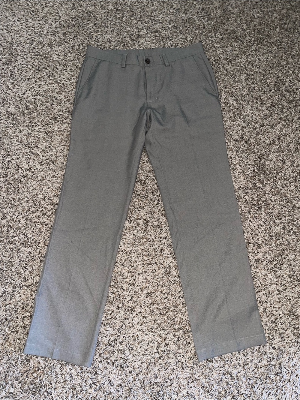 Men's Gray Straight-Leg Dress Pants